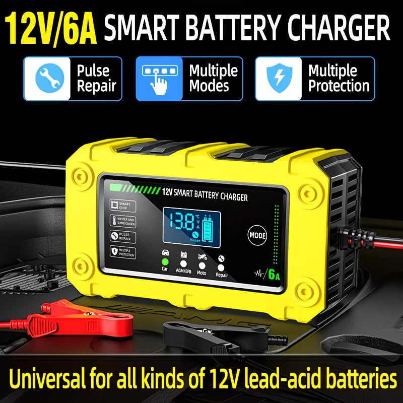 Redresor Inteligent Baterie Auto 12V cu Display LED și Funcție Recondiționare