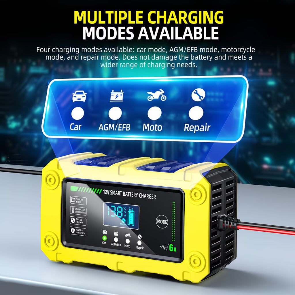 Redresor Inteligent Baterie Auto 12V cu Display LED și Funcție Recondiționare