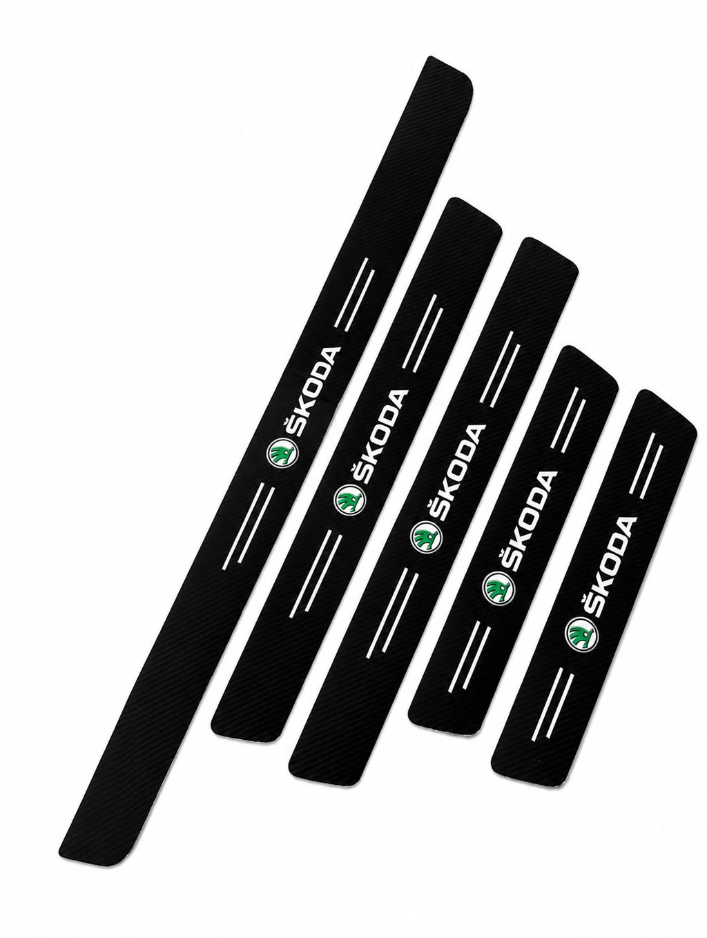 Protectie praguri Skoda Set 5 piese Ornamente praguri aspect Carbon Skoda + Portbagaj