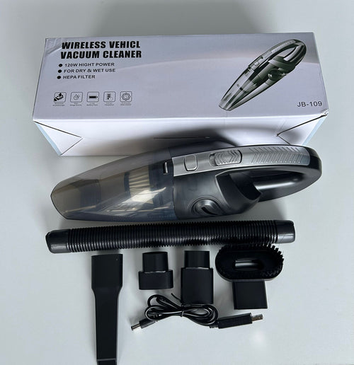Aspirator Auto Portabil Fără Fir 120W – Uscat & Umed cu Filtru HEPA