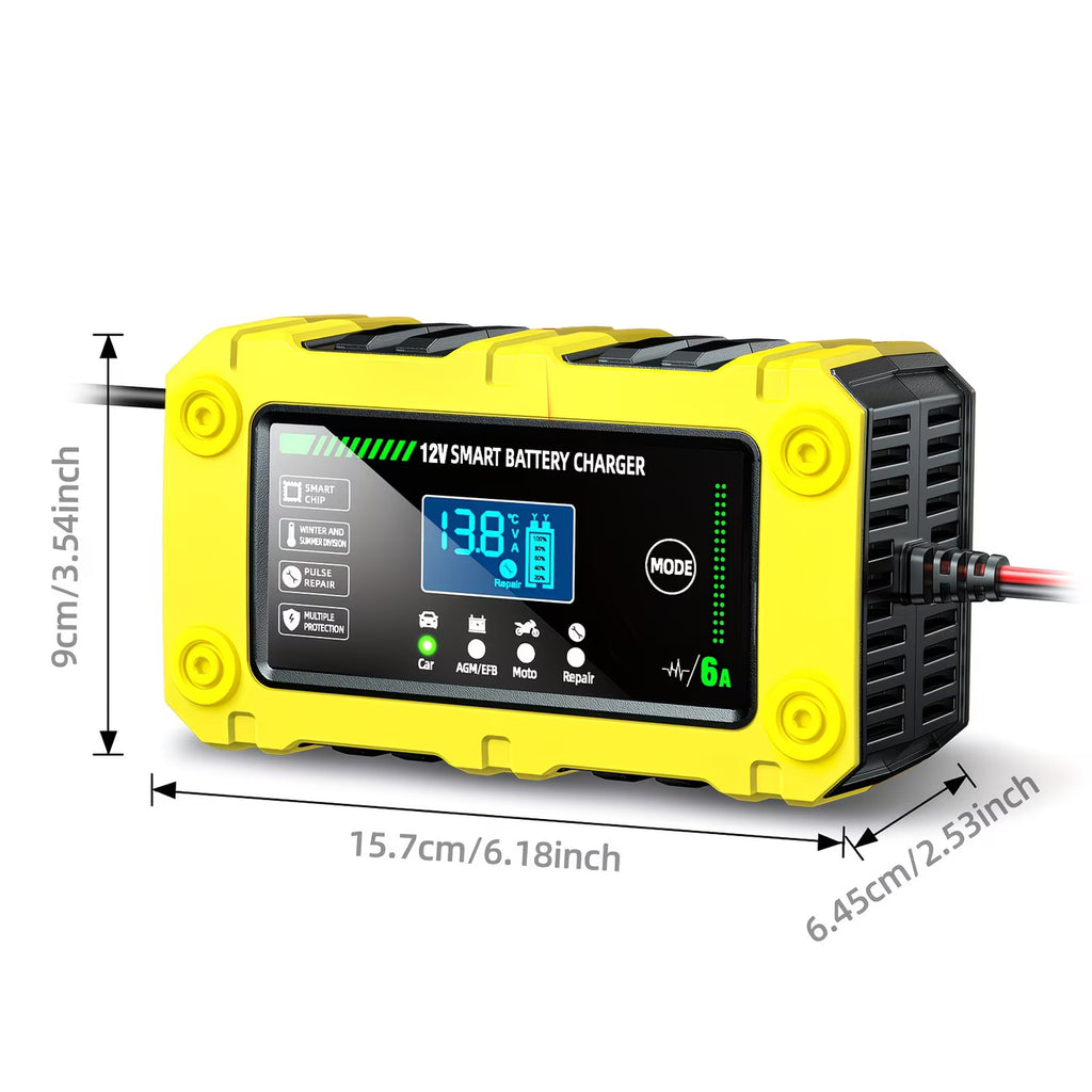 Redresor Inteligent Baterie Auto 12V cu Display LED și Funcție Recondiționare