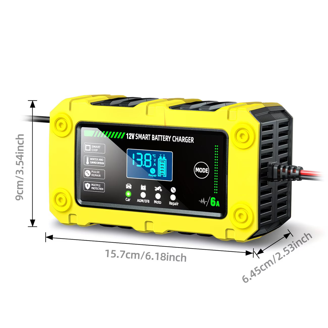 Redresor Inteligent Baterie Auto 12V cu Display LED și Funcție Recondiționare