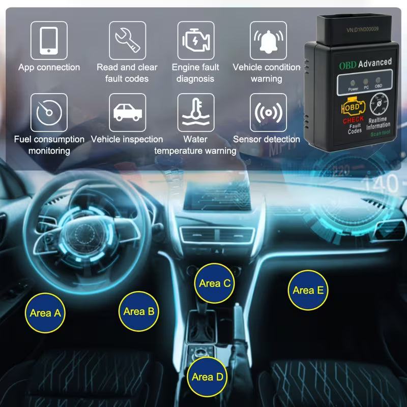 Tester Diagnoză Auto OBD2 ELM327 – Scanner Auto pentru Telefon